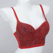 Burning Man Rave Festival Red Rhinestones Embellished Bustier Corset Top... - £37.10 GBP