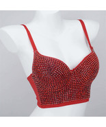 Burning Man Rave Festival Red Rhinestones Embellished Bustier Corset Top... - $48.00