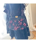 Vintage Style La Regale Beaded Evening Clutch Purse Black Red Floral - $638.54 MXN