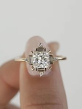 2.20Ct Princess Simulated Diamond Engagement Ring 14k Yellow Gold Plated Women - £76.31 GBP