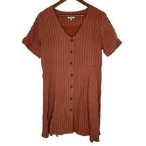Jodifl Maroon White Vertical Striped V-Neck Long Sleeve Dress Size M Wom... - $20.00