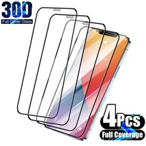 4PCS Full Cover Tempered Glass for iPhone 11 13 12 Pro max mini XS X XR Screen P - £5.84 GBP