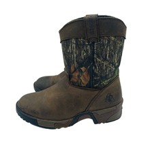 Rocky Aztec Wellington 6 Inch Camo Boots Leather Brown Mossy Oak Kids Youth 2 - $29.69