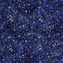 Cotton Aurora Night Skies Sky Stars Blue Fabric Print by the Yard D772.93 - $15.95