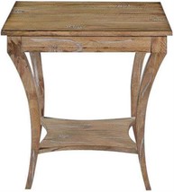Lamp Table Bendale Square Beachwood Solid Wood Curved Legs Lower Tier - £780.77 GBP