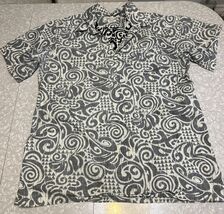 Go Barefoot Hawaiian Shirt Mens 100% cotton black white tribal Polynesia... - $19.99
