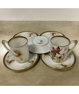 LOT Of RS Germany Demitasse Cup &amp; Saucer Hand Painted Tulip Schlegelmilc... - $50.91 CAD