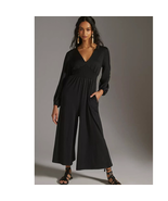 New Anthropologie Hutch V-Neck Wide-Leg  Jumpsuit $170 XS Black Smocked ... - $98.47 CAD