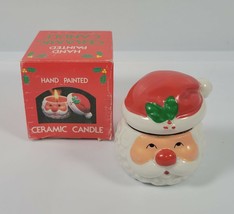 VINTAGE MINI CERAMIC HAND PAINTED SANTA CANDLE  ADORABLE! NEVER USED - £10.82 GBP