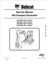 BOBCAT 430 COMPACT EXCAVATOR SERVICE MANUAL SN 6902318 - $15.00