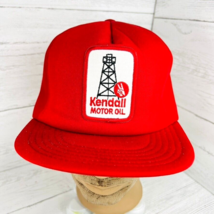 Vintage Kendall Motor Oil Truckers Hat Cap Foam Snap Back 1980 Oil Well Red - $39.99