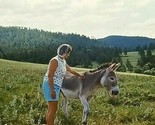 Woman Petting Donkey In Field Pasture 35mm Ektachrome Slide Car17 - $8.86