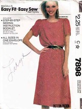 Vintage 1982 Misses' PULLOVER DRESS McCall's Pattern 7898-m Size Large (18-20) - $12.00