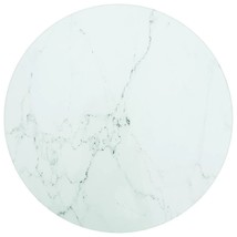 vidaXL Table Top White Ø 11.8&quot;x0.3&quot; Tempered Glass with Marble Design - £33.25 GBP