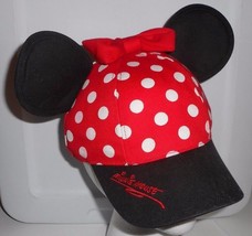 Disney Parks Minnie Mouse Red Polka Dot Youth Adjustable Baseball Hat Cap Ears - £27.30 GBP