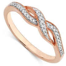 0.20 KT Diamanti Finti Infinito Promessa Fidanzamento Ring 14k Rosa Placcato Oro - £155.11 GBP