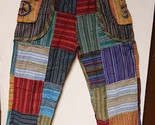 Patchwork Cotton Harem  Pants with Peace Sign Ohm  Unisex  XL  M  S - $39.99