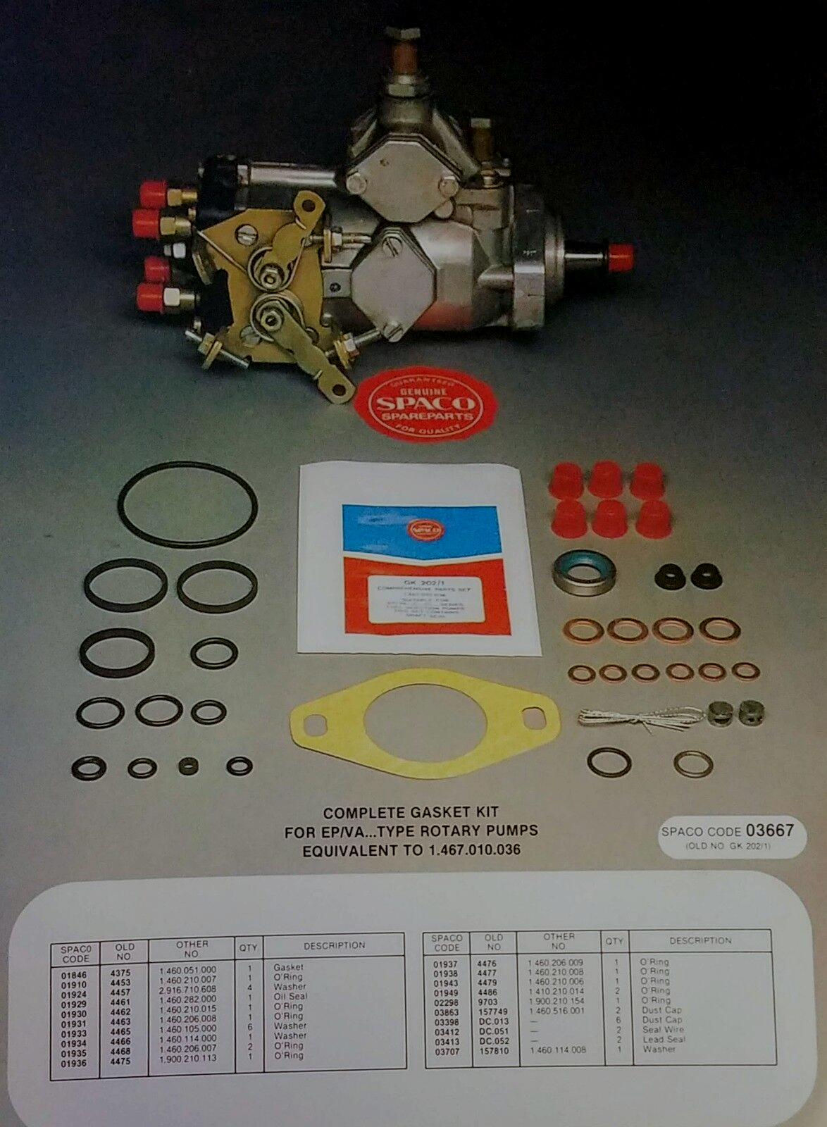 GASKET KIT FOR BOSCH EP / VA TYPE ROTARY DIESEL PUMPS Bosch 1467010036 - $38.83