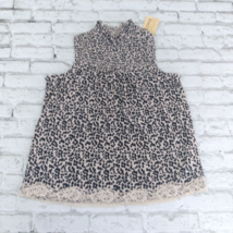 Rewind Blouse Womens Small Beige Animal Print Sleeveless Smocked Lace To... - $19.99