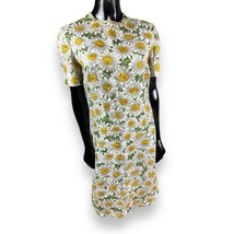 Vtg 70s Handmade Allover Daisy Print Fitted Shift Dress Talon Zip 36” B x 34” W - £30.38 GBP