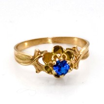 Antique 10K Gold Solitaire Ring with Victorian Blue Spinel Gemstone Art ... - £372.03 GBP