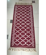 Old  Albanian traditional carpet kilim dark red carpet rug-70 cm x 53 cm... - $69.30