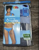 Fruit of the Loom Low Rise Hipsters Women 5/S Blue Gray Cotton Blend 6 P... - $11.88