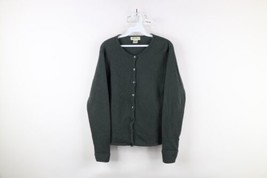 Vintage 90s Eddie Bauer Womens Medium Distressed Lambswool Knit Cardigan Sweater - £22.17 GBP