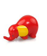 Vintage 1970s red plastic moveable elephant with yellow ears toy and wit... - $28.95 CAD