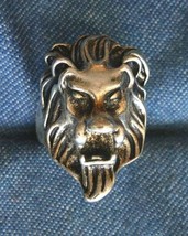 Elegant Ancient Style Silver-tone Leo Lion Head Ring size 7 - £11.97 GBP