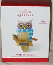 Hallmark Keepsake Whoooo&#39;s Watching Owl 2014 Magic Ornament w/Solar Motion - £19.74 GBP
