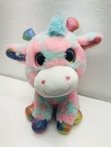 Hug fun Cow Multicolor Colorful Plush Zoo Stuffed Animal - £10.41 GBP