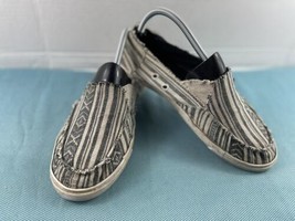 Sanuk Loafers Women 9 M  Sidewalk Surfer Shoes Black Tan Beige Canvas Sl... - $14.67