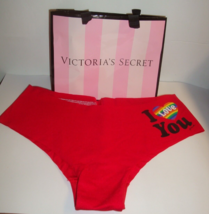 Victoria&#39;s Secret Pink No Show Cheekster Panty Red Pride Collection I Love You M - £9.73 GBP