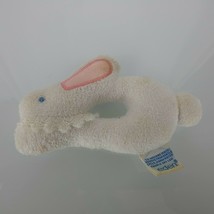 Eden White Pink Terry Vintage Bunny Rabbit Ring Rattle Baby Infant Toy Plush - $29.69