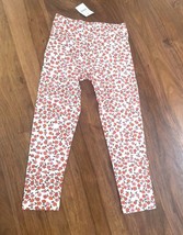 New Crewcuts Girls Red White Floral Knit Cotton Everyday Ankle Leggings Size 8 - £12.78 GBP