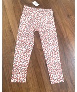 New Crewcuts Girls Red White Floral Knit Cotton Everyday Ankle Leggings ... - £12.57 GBP