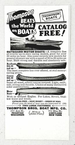 Primary image for 1928 Print Ad Thompson Bros. Boat Mfg Co Wisconsin & New York