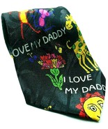 Fathers Day I Love My Daddy Flowers Balloons Polyester Novelty Tie - $11.78