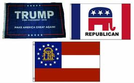 K&#39;s Novelties 3x5 Trump #1 &amp; Republican &amp; State of Georgia Wholesale Set Flag 3&#39; - £17.76 GBP