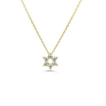 0.33CT Simulated Diamond Star of David Pendant Necklace 14K Yellow Gold Plated - £61.08 GBP