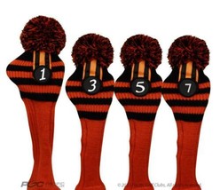 New 4 piece Halloween Black Orange Golf Pom head cover headcover 1 3 5 7 Set - £25.98 GBP