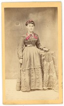 CIRCA 1880&#39;S Hand Tinted CDV Beautiful Young Woman Dress JS Aunspach Pillow, PA - £12.37 GBP