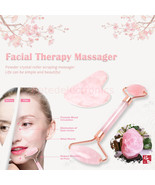 Elegant Rose Quartz Jade Gua Sha Roller Body Face Skin Beauty Therapy Ma... - £18.08 GBP