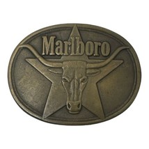 Vintage 1987 Marlboro Belt Buckle Solid Brass Cowboy Steer Steer Star Lo... - £43.34 GBP