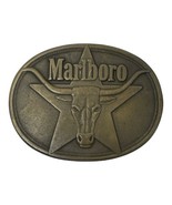 Vintage 1987 Marlboro Belt Buckle Solid Brass Cowboy Steer Steer Star Lo... - $74.40 CAD