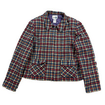 Vintage Y2K Jacket Blazer Long Sleeve Scotch Plaid Flannel Pocket Mod Gab Wool - £19.75 GBP
