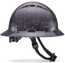Full Brim Black Honeycomb Carbon Fiber Design Gloss Finish Vented Hard Hat - £19.01 GBP