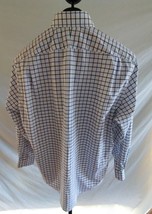 Nordstrom Blue Black Purple &amp; White Plaid Cotton Button Shirt Mens Size 16 - £15.58 GBP