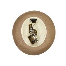 Men's Bruno Capelo Belvedere 2-Tone Straw Style Fedora Hat BD958 Ivory/Cognac image 6